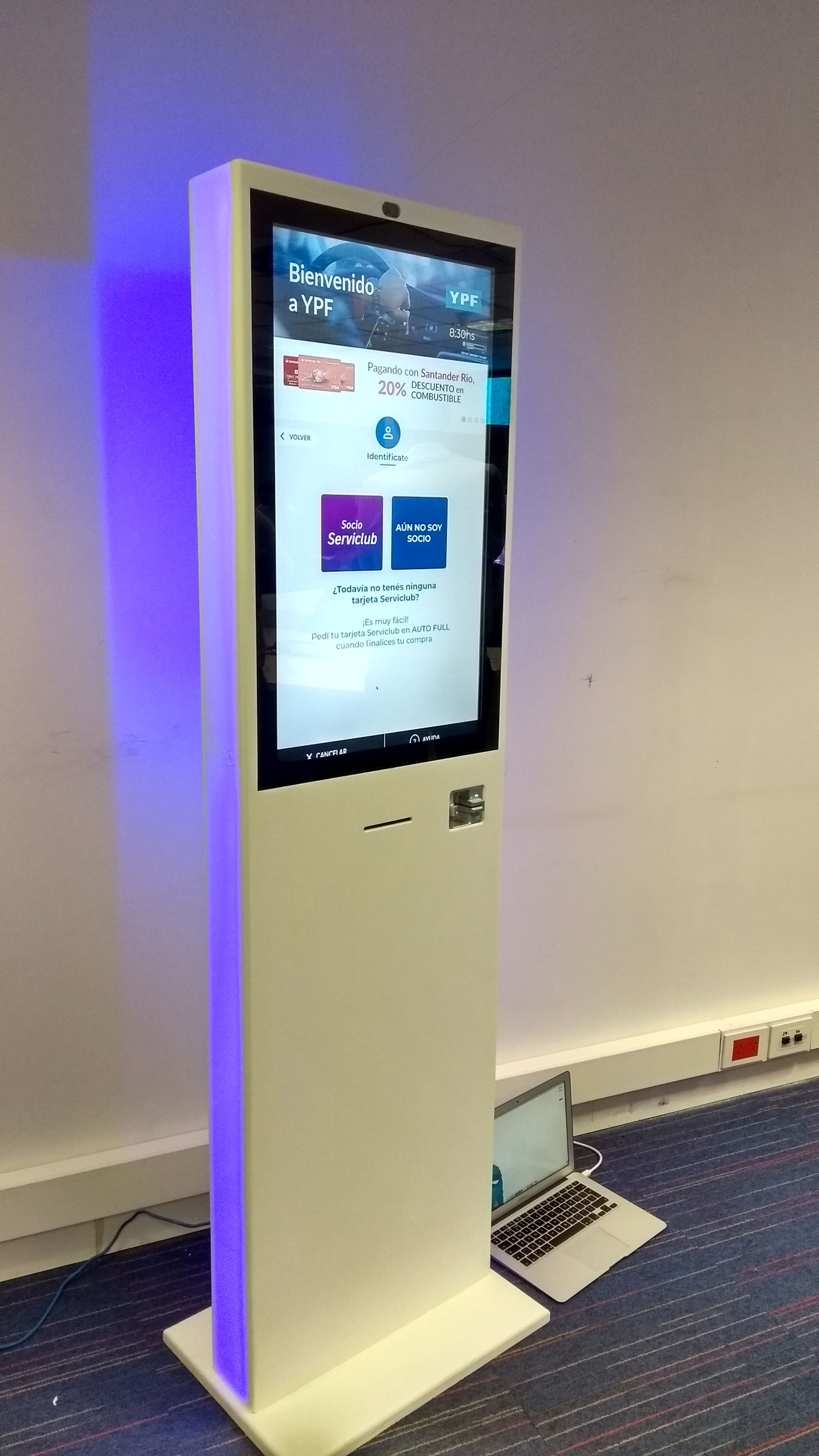 Deployed self-service kiosk in production at a YPF station